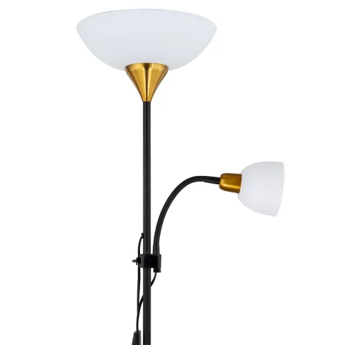 Торшер Duetto A9569PN-2BK Arte Lamp для чтения белый 1 лампа, основание чёрное в стиле классический
 фото 2