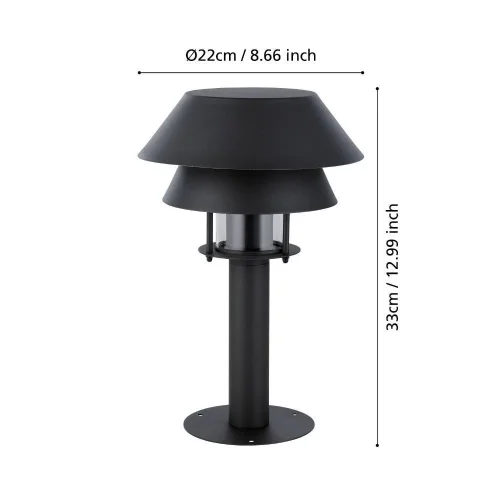 Парковый светильник Chiappera 900802 Eglo уличный IP65 чёрный 1 лампа, плафон чёрный в стиле современный лофт E27 фото 2