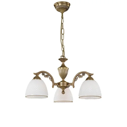 Люстра подвесная  L 8601/3 Reccagni Angelo белая на 3 лампы, основание античное бронза в стиле классический 