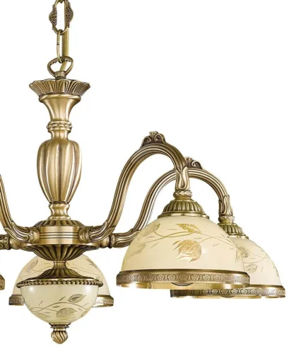 Люстра подвесная  L 6208/5 Reccagni Angelo жёлтая на 5 ламп, основание античное бронза в стиле классический  фото 3