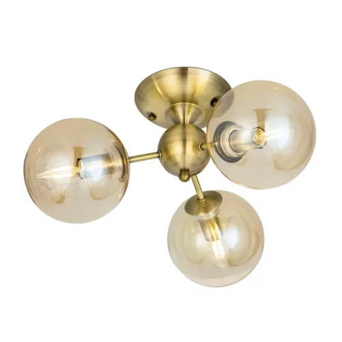 Люстра потолочная Томми CL102133 Citilux янтарная на 3 лампы, основание бронзовое в стиле современный шар