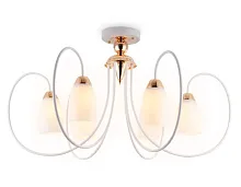 Люстра потолочная TR3120 Ambrella light белая на 6 ламп, основание золотое в стиле современный 