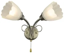 Бра с выключателем 708-501-02 Velante белый 2 лампы, основание бронзовое в стиле классический 