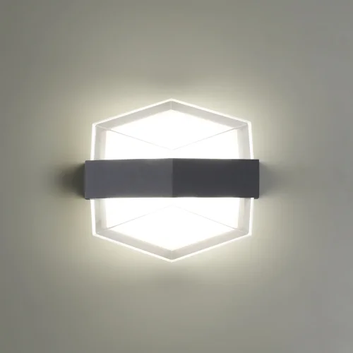 Настенный светильник LED Kaimas 358574 Novotech уличный IP54 серый чёрный 1 лампа, плафон прозрачный белый в стиле современный хай-тек LED фото 2