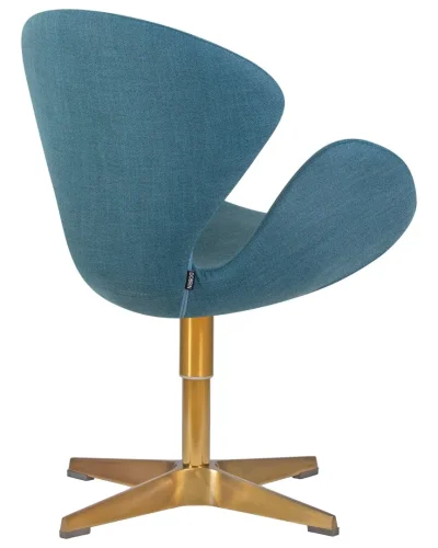 Кресло дизайнерское  69A-LMO SWAN, цвет сиденья синий (IF6), цвет основания золото Dobrin, синий/ткань, ножки/металл/золотой, размеры - ****710*600 фото 3