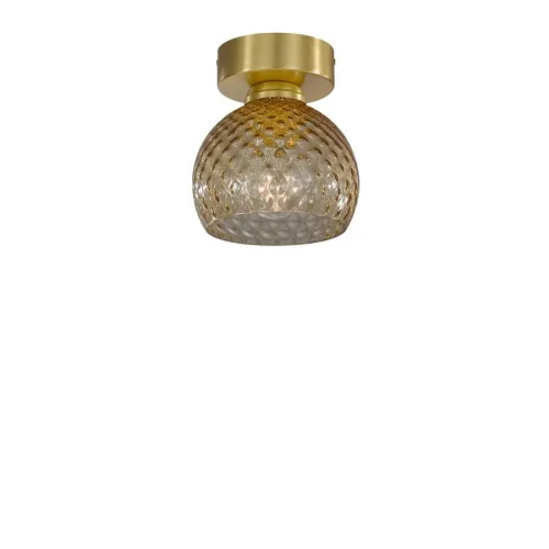 Светильник накладной PL 10032/1 Reccagni Angelo янтарный 1 лампа, основание матовое золото в стиле современный классический круглый