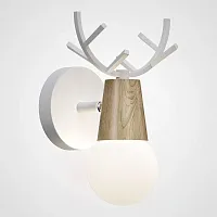 Бра с рожками DEER A Wood/white 181041-26 ImperiumLoft белый 1 лампа, основание белое в стиле современный скандинавский 