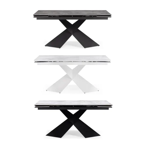 Стеклянный стол Хасселвуд 160(220)х90х77 белый мрамор / черный 586094 Woodville столешница белая из стекло фото 12