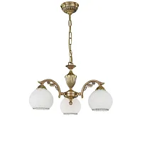 Люстра подвесная  L 8600/3 Reccagni Angelo белая на 3 лампы, основание античное бронза в стиле классический 