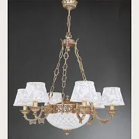 Люстра подвесная  L 7532/6+2 Reccagni Angelo белая на 8 ламп, основание золотое в стиле классический 