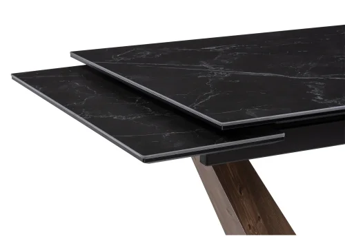 Керамический стол Кели 140(200)х80х76 черный мрамор / орех кантри / черный 532394 Woodville столешница мрамор черный из керамика фото 4