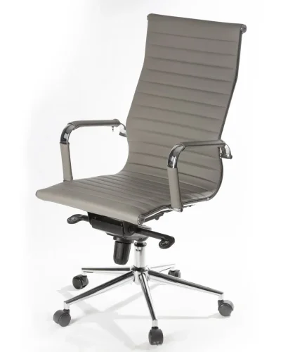 Офисное кресло для руководителей 101F-LMR CLARK, цвет сиденья серый Dobrin, серый/экокожа, ножки/металл/хром, размеры - 1090*1150***680*680 фото 7