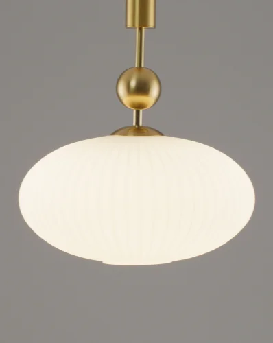 Светильник подвесной Creamy V10912-P Moderli белый 1 лампа, основание золотое в стиле современный выдувное фото 3