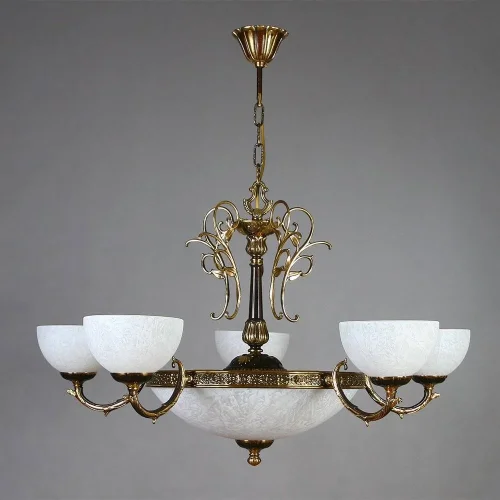 Люстра подвесная  SEVILLE 02140/5 PB AMBIENTE by BRIZZI белая на 10 ламп, основание бронзовое в стиле классический 
