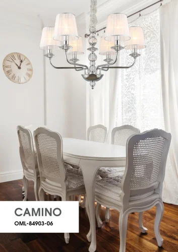 Люстра подвесная Camino OML-84903-06 Omnilux белая на 6 ламп, основание хром в стиле классический  фото 2