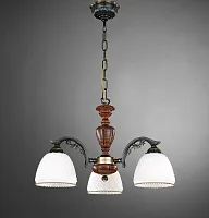 Люстра подвесная  L 8611/3 Reccagni Angelo белая на 3 лампы, основание коричневое бронзовое в стиле классический кантри 