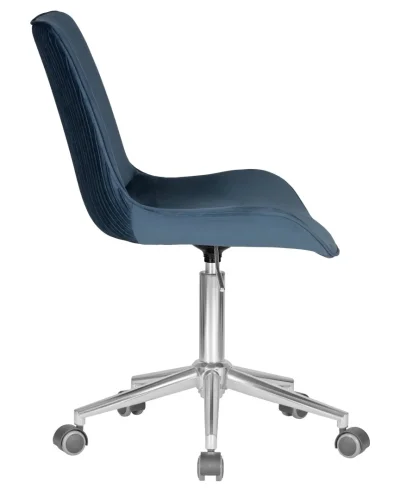 Кресло офисное 9518-LM DORA, цвет сиденья синий (1922-20), цвет основания хромированная сталь Dobrin, синий/велюр, ножки/металл/хром, размеры - 840*990***600*600 фото 3
