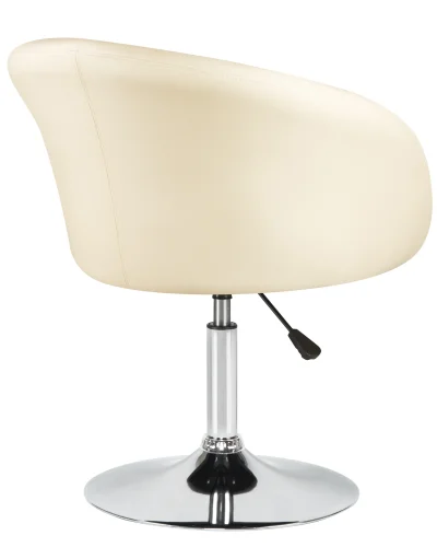 Кресло дизайнерское 8600-LM,  цвет сиденья кремовый, цвет основания хром Dobrin, кремовый/экокожа, ножки/металл/хром, размеры - 750*900***600*570 фото 4