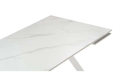 Керамический стол Габбро 140х80х76 белый мрамор / белый 530829 Woodville столешница белая мрамор из керамика фото 6