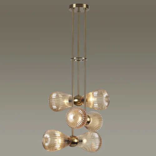 Светильник подвесной Elica 5402/6 Odeon Light янтарный 6 ламп, основание золотое в стиле современный выдувное фото 4