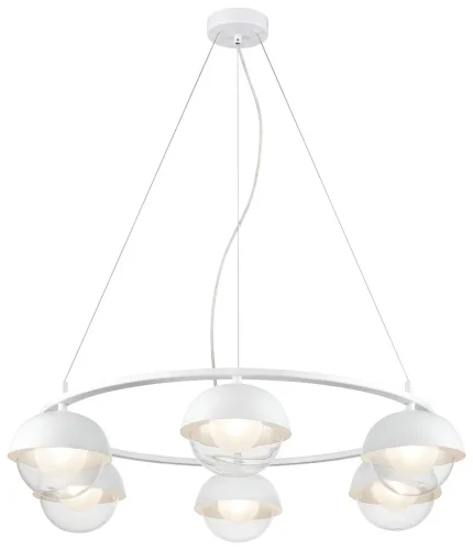 Люстра подвесная 359-003-06 Velante прозрачная на 6 ламп, основание белое в стиле современный 