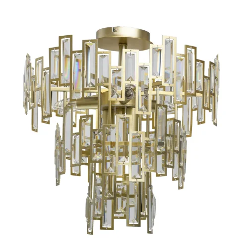Люстра потолочная хрустальная Монарх 121010505 MW-Light прозрачная на 5 ламп, основание золотое в стиле классический 