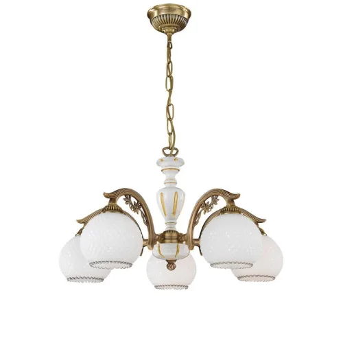 Люстра подвесная  L 8605/5 Reccagni Angelo белая на 5 ламп, основание античное бронза в стиле кантри классический 
