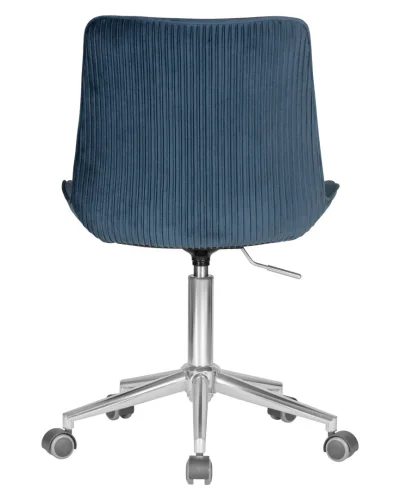 Кресло офисное 9518-LM DORA, цвет сиденья синий (1922-20), цвет основания хромированная сталь Dobrin, синий/велюр, ножки/металл/хром, размеры - 840*990***600*600 фото 5