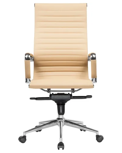 Офисное кресло для руководителей 101F-LMR CLARK, цвет бежевый Dobrin, бежевый/экокожа, ножки/металл/хром, размеры - 1090*1150***680*680 фото 6