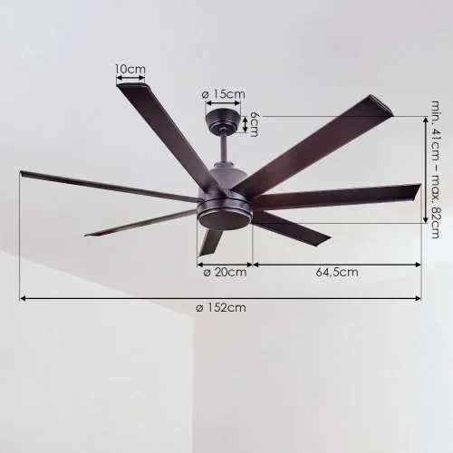 Вентилятор потолочный  Azar 60 35019 Eglo в стиле современный хай-тек, цвет основания / лопастей чёрный фото 4