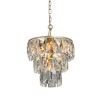 Люстра подвесная V5262-8/6+1 Vitaluce прозрачная на 7 ламп, основание золотое в стиле современный классический 