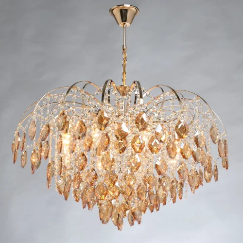 Люстра подвесная Бриз 111014608 DeMarkt янтарная прозрачная на 8 ламп, основание золотое в стиле классический  фото 2