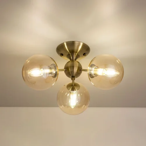 Люстра потолочная Томми CL102133 Citilux янтарная на 3 лампы, основание бронзовое в стиле современный шар фото 2