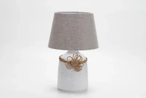 Настольная лампа Orria OML-16904-01 Omnilux серая 1 лампа, основание белое керамика металл в стиле кантри прованс современный 