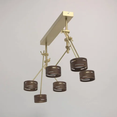 Светильник потолочный LED Чил-аут 725010406 DeMarkt коричневый 6 ламп, основание золотое в стиле хай-тек  фото 4