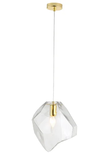 Светильник подвесной NUESTRO SP1 GOLD/TRANSPARENT Crystal Lux прозрачный 1 лампа, основание золотое в стиле современный выдувное