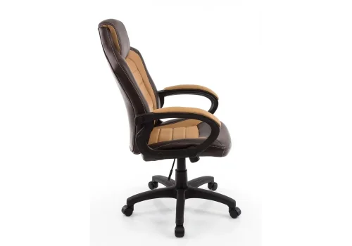 Компьютерное кресло Kadis коричневое / бежевое 1726 Woodville, бежевый/искусственная кожа, ножки/пластик/чёрный, размеры - *1220***620*750 фото 5