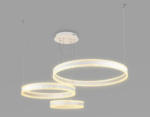 Люстра подвесная LED с пультом FA6201 Ambrella light белая прозрачная на 1 лампа, основание белое в стиле современный хай-тек с пультом кольца фото 5