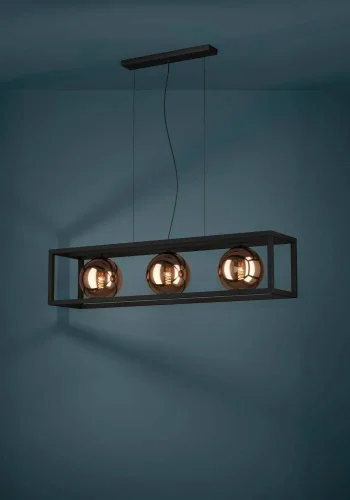 Светильник подвесной Cordoba 390091 Eglo медь 3 лампы, основание чёрное в стиле современный  фото 2
