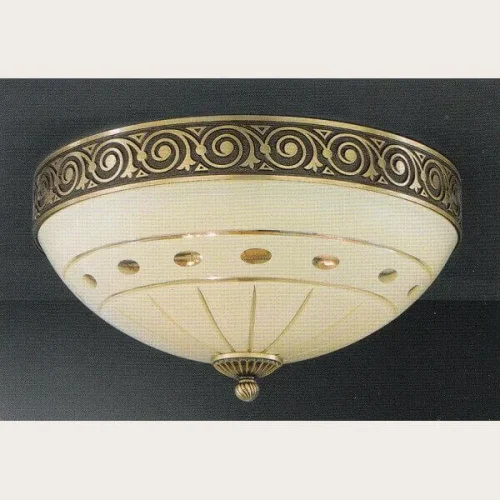 Люстра потолочная  PL 7004/3 Reccagni Angelo бежевая на 3 лампы, основание античное бронза в стиле классический 