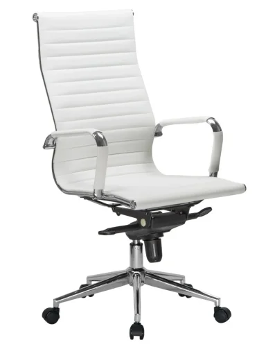 Офисное кресло для руководителей 101F-LMR CLARK, цвет белый Dobrin, белый/экокожа, ножки/металл/хром, размеры - 1090*1150***680*680 фото 2