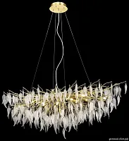 Люстра подвесная Daniela WE182.15.423 Wertmark прозрачная на 15 ламп, основание матовое золото в стиле флористика современный ветви