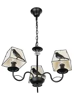 Люстра подвесная Donna TL7510D-03BL Toplight чёрная белая на 3 лампы, основание чёрное в стиле современный кантри птички