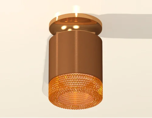 Светильник накладной Techno spot XS7404122 Ambrella light коричневый 1 лампа, основание золотое в стиле хай-тек современный круглый фото 2