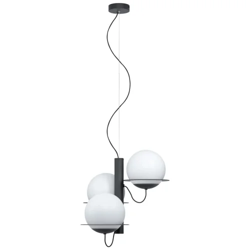 Светильник подвесной Sabalete 98364 Eglo белый 3 лампы, основание чёрное в стиле современный шар