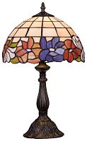 Настольная лампа Тиффани 813-804-01 Velante разноцветная 1 лампа, основание коричневое металл в стиле тиффани цветы