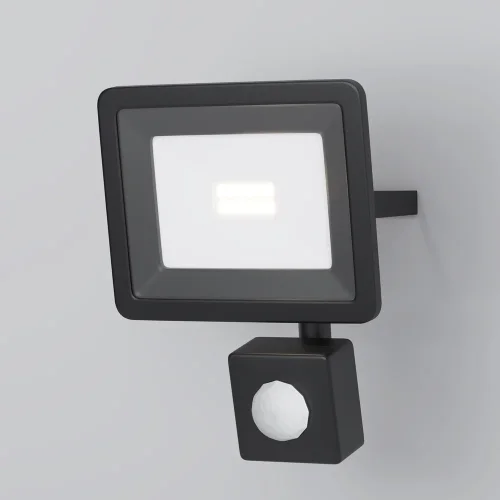 Прожектор LED с датчиком движения Flood FL001-L10B6KSR Maytoni уличный IP чёрный 1 лампа, плафон прозрачный в стиле хай-тек современный LED