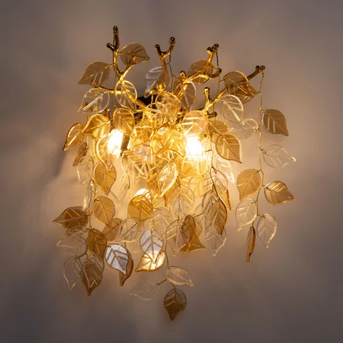Бра Лайма 467024302 MW-Light янтарный на 2 лампы, основание золотое в стиле классический современный флористика ветви фото 2