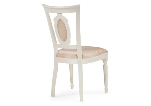 Деревянный стул Лино молочный / ромб 02 494210 Woodville, бежевый/ткань, ножки/массив бука дерево/белый, размеры - ****480*560 фото 4