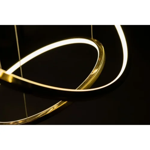 Люстра подвесная LED 0838CL-245G Milosh Tendence золотая на 1 лампа, основание золотое в стиле современный хай-тек кольца фото 5
